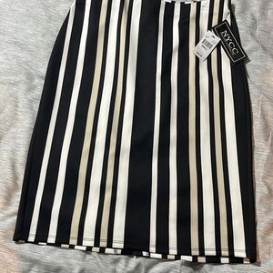 NYCC pencil skirt. Brand new. Black white & beige stripe size S
